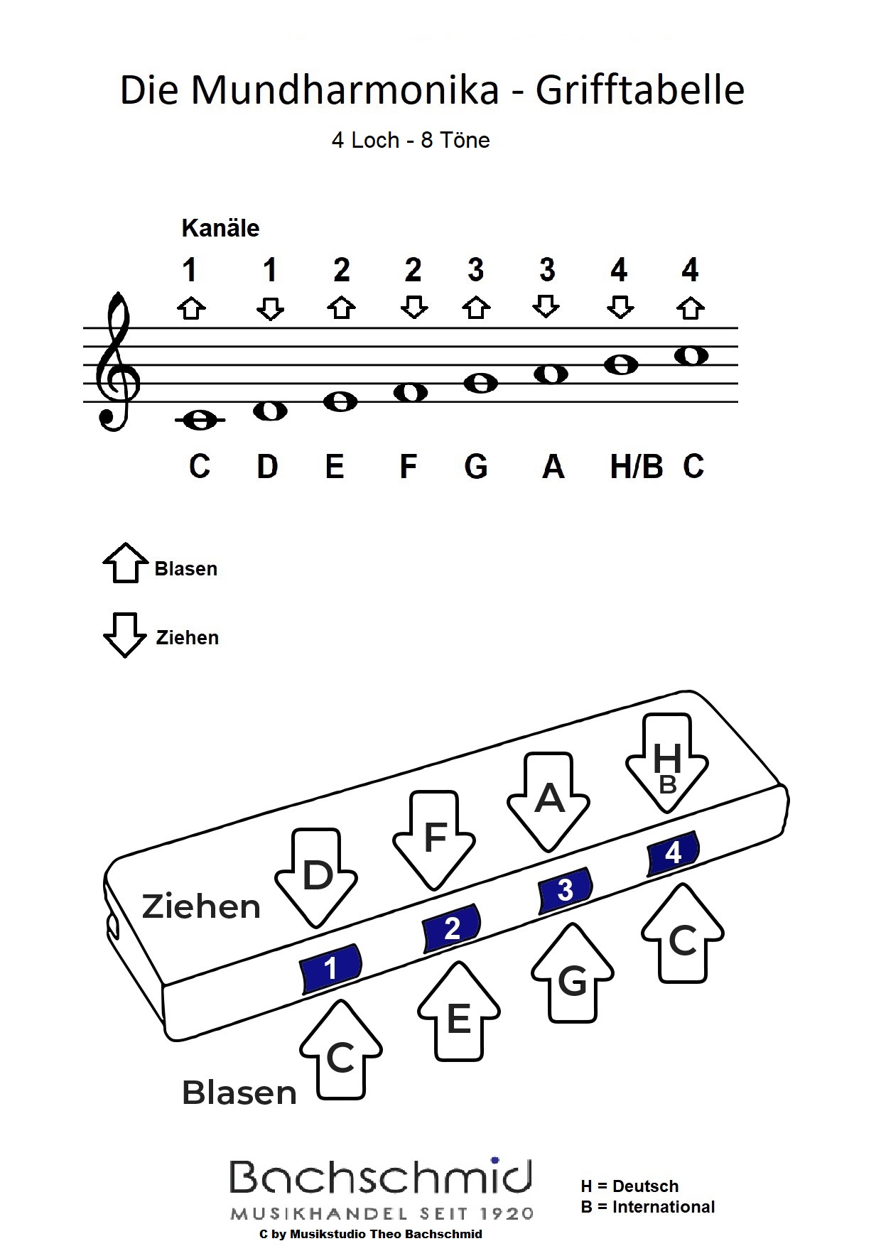  2  Mundharmonikas  (4 Loch 8 Töne)  Ideal für den Anfangsunterricht 1xRot und 1xBlau