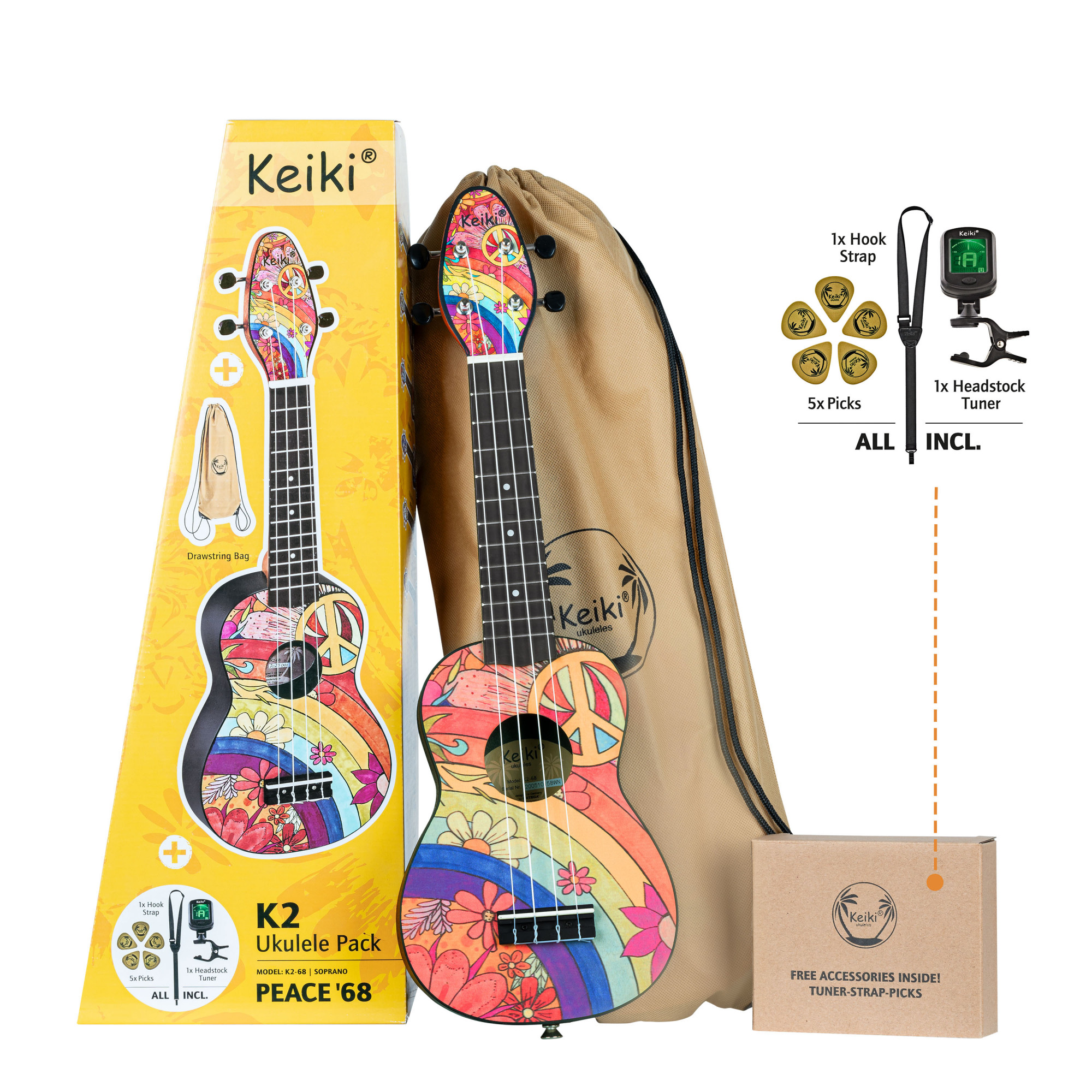 Keiki Ortega Sopran Ukulele mit Zubhör