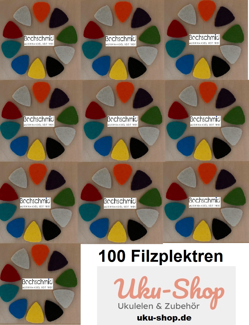 Filz Plektren für Ukulele - 100 Stück