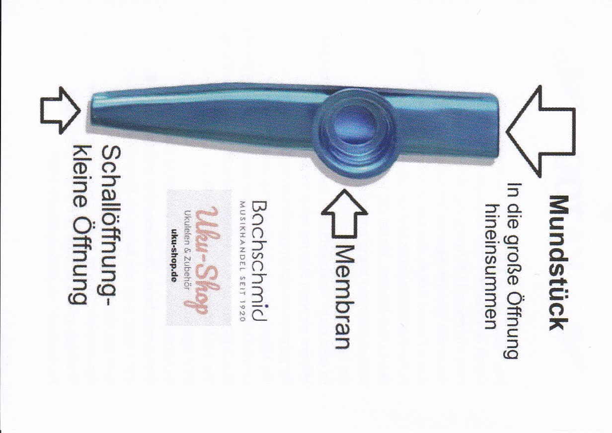 4 x Kazoo in den Farben: Gold-Silber-Rot-Blau + 4 x Umhängegurte + 4 Ersatzmembranen 4 x Kazoo in den Farben: Gold-Silber-Rot-Blau + 4 x Umhängegurte + 4 Ersatzmembranen