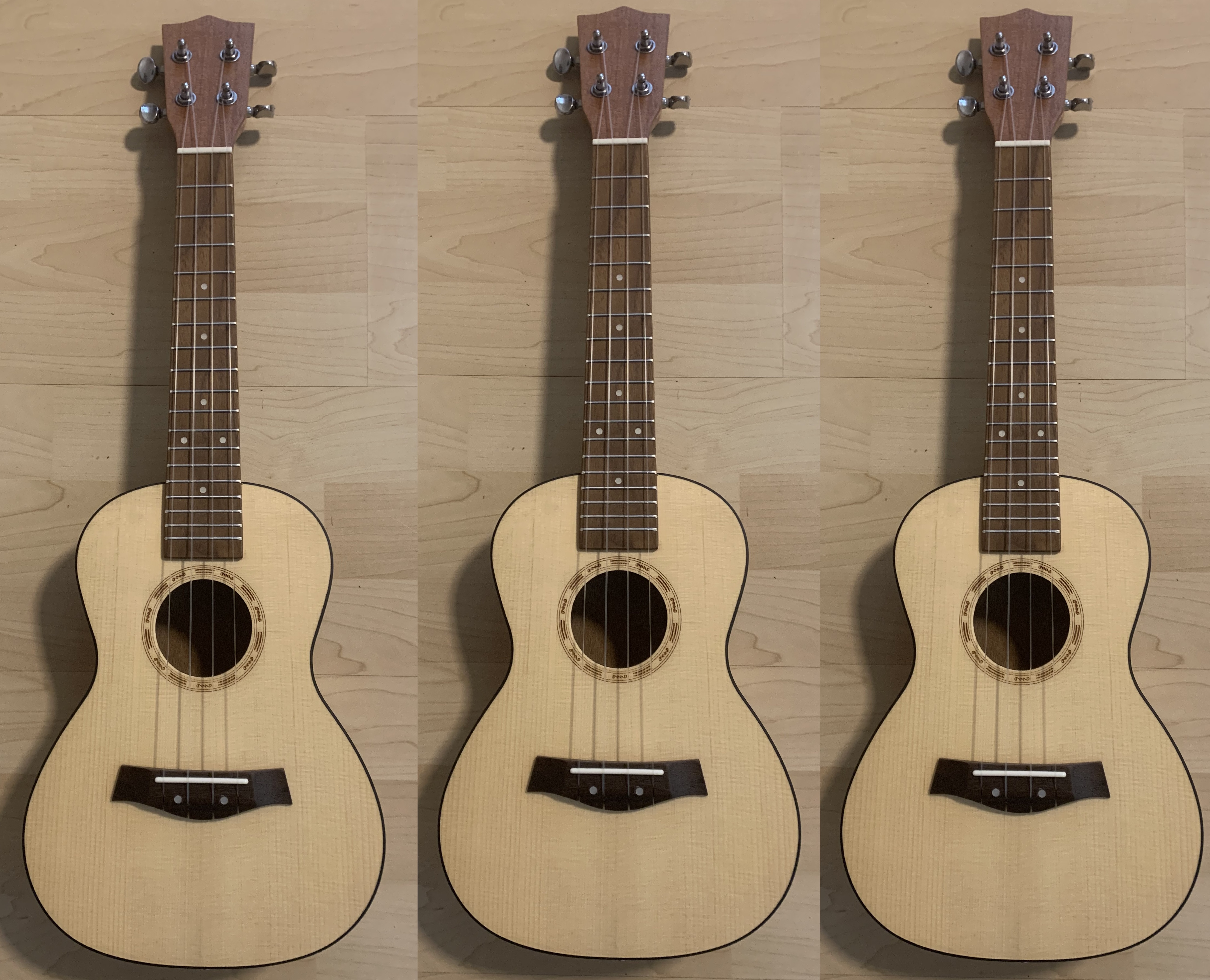 3 x Konzert Ukulele zum Sonderpreis - Mahagoni Zarge + Fichten Decke