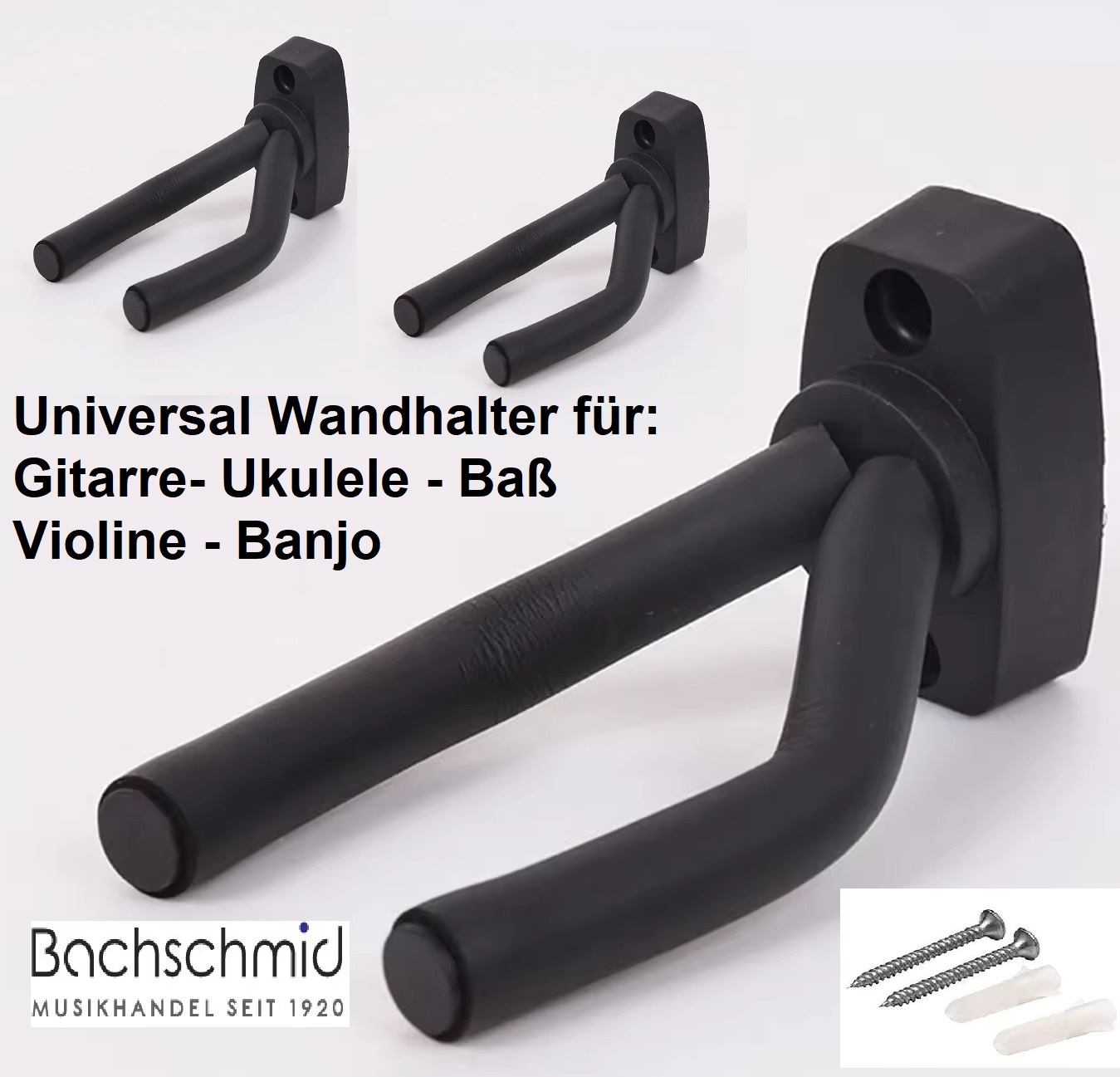 3 x Wandhalter für Ukulele - Gitarre - Bass - Mandoline - Banjo