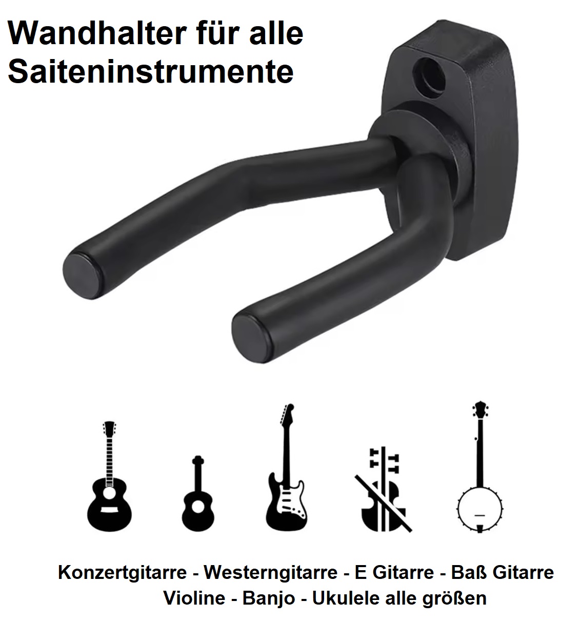 Wandhalter für Ukulele - Gitarre - E Gitarre - Bass - Banjo - Mandoline