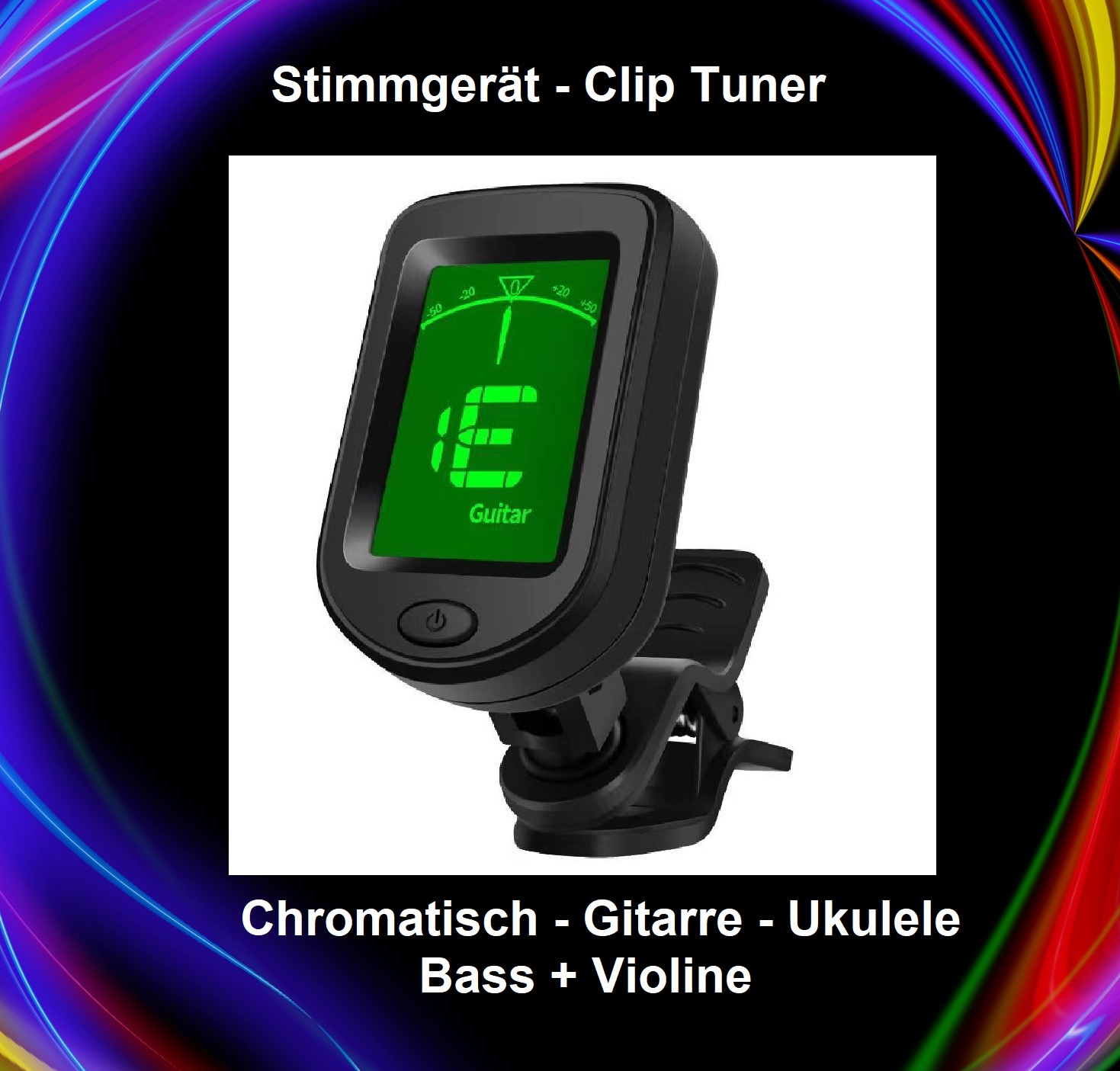 10 x Stimmgeräte - Clip Tuner für: Ukulele - Gitarre - Bass - Violine + Chromatisch 