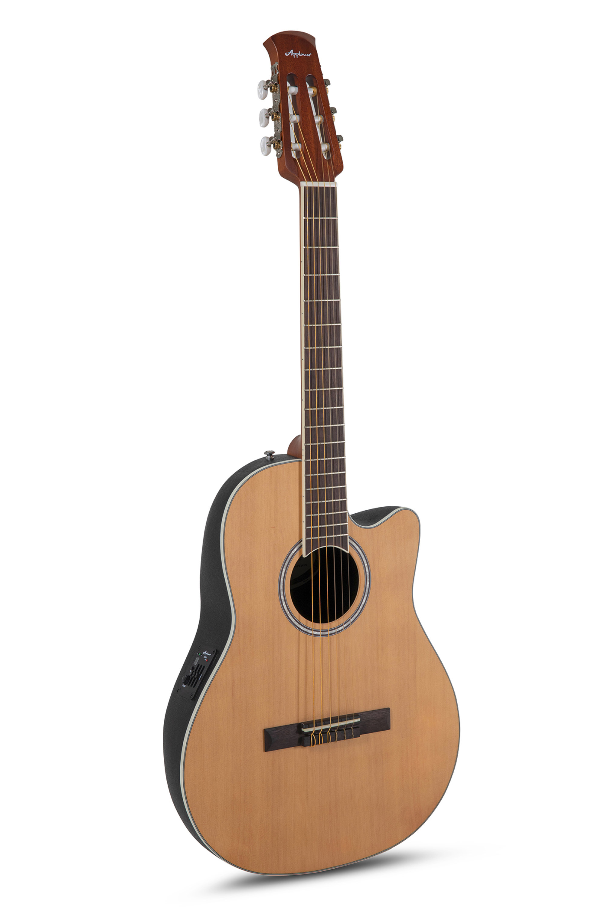 Ovation Applause Gitarre mit Nylon Saiten und eingebautem Tonabnehmer/Stimmgerät